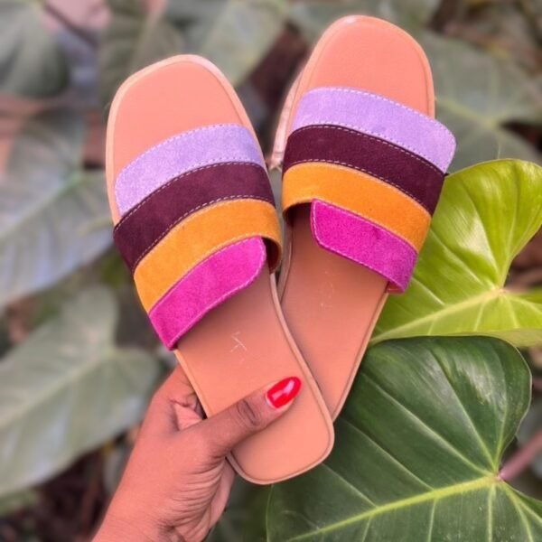 Sandale Mules en Velours Multicolore