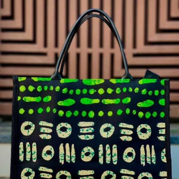 Sac Adinkra – Motifs africains vert fluo